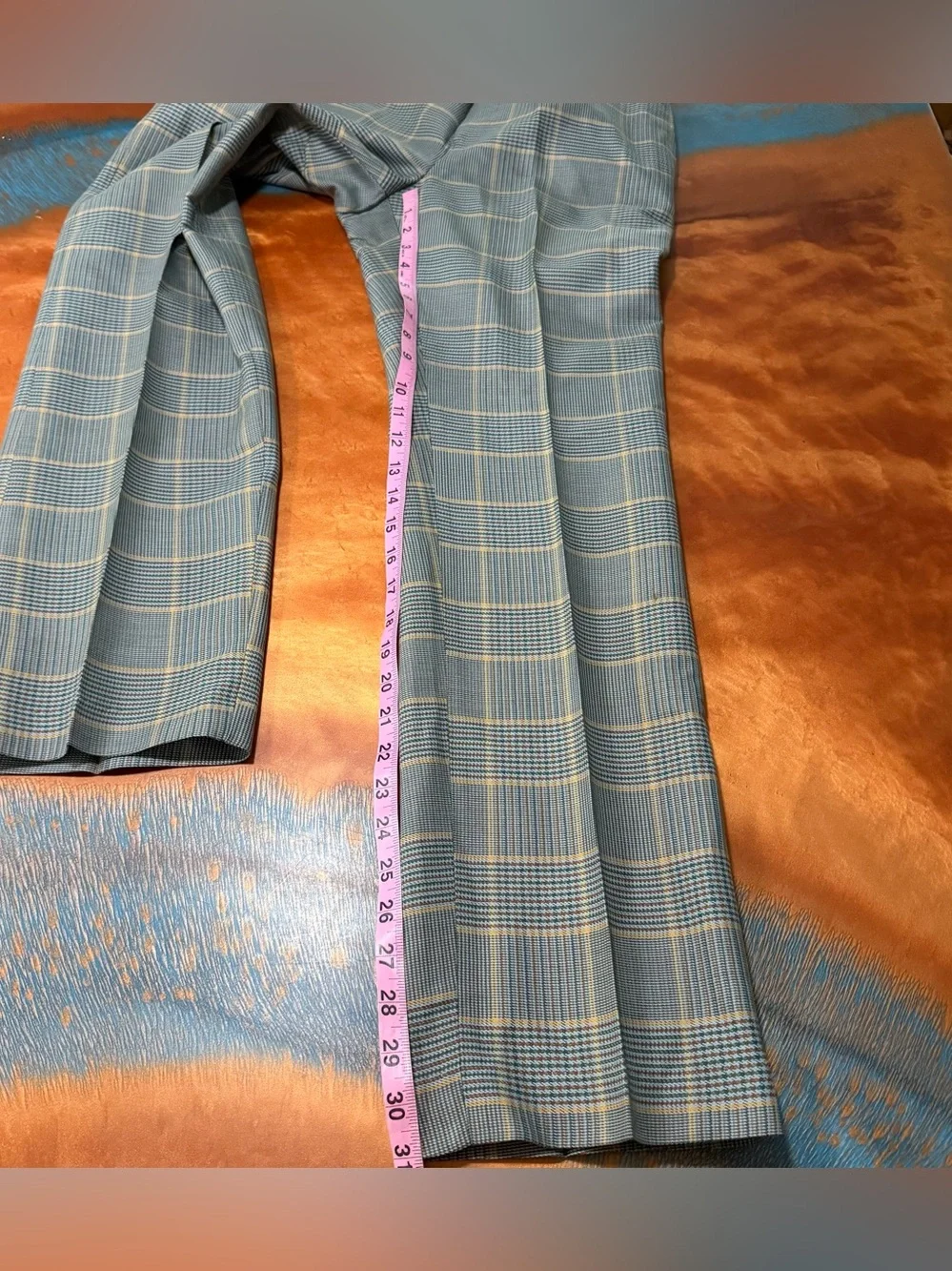 Vintage 1970s Levi’s STA-PREST Deadstock Plaid Pants 31x31 Blue Green Tan